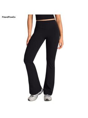 Fleece Lined High Waisted Flare Yoga Pants 31.5 Inseam No Front Seam